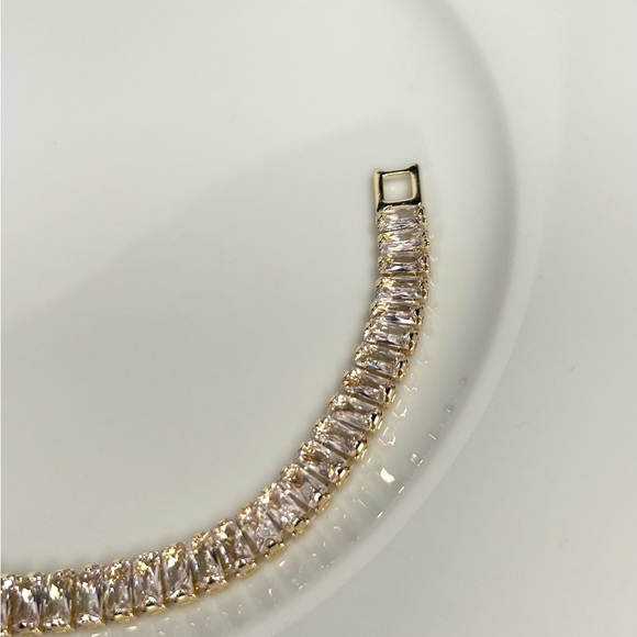 14k gold filled baguette tennis bracelet - Picture 2 of 5